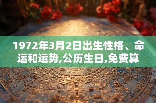 1972年3月2日出生性格、命运和运势,公历生日,免费算命 1972年3月2日出生性格、命运和运势,公历生日,免费算命