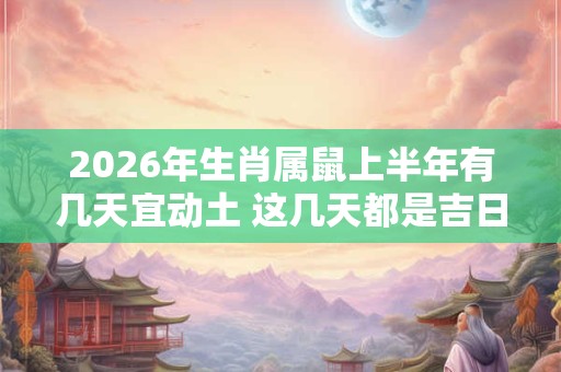 2026年生肖属鼠上半年有几天宜动土 这几天都是吉日 2026年生肖属鼠上半年有几天宜动土 这几天都是吉日