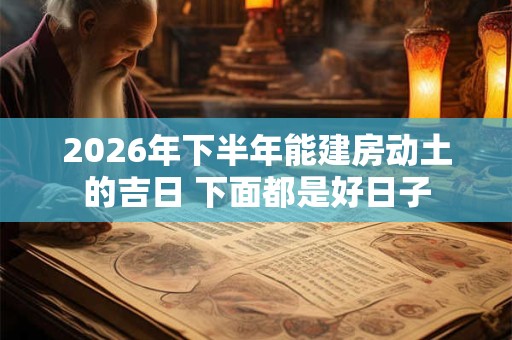 2026年下半年能建房动土的吉日 下面都是好日子 2026年下半年能建房动土的吉日 下面都是好日子