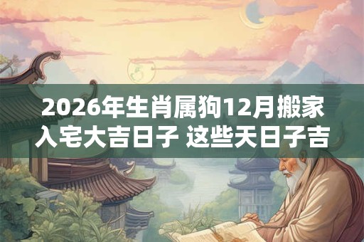 2026年生肖属狗12月搬家入宅大吉日子 这些天日子吉利 2026年生肖属狗12月搬家入宅大吉日子 这些天日子吉利