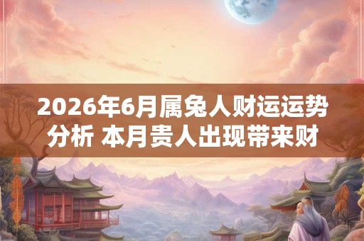 2026年6月属兔人财运运势分析 本月贵人出现带来财源 2026年6月属兔人财运运势分析 本月贵人出现带来财源