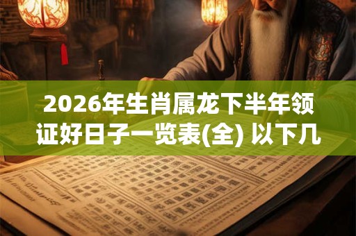 2026年生肖属龙下半年领证好日子一览表(全) 以下几天是吉日 2026年生肖属龙下半年领证好日子一览表(全) 以下几天是吉日