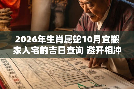 2026年生肖属蛇10月宜搬家入宅的吉日查询 避开相冲生肖 2026年生肖属蛇10月宜搬家入宅的吉日查询 避开相冲生肖