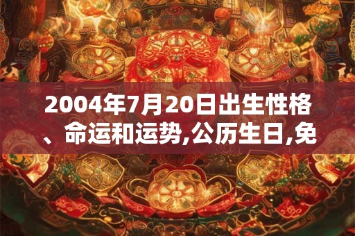 2004年7月20日出生性格、命运和运势,公历生日,免费算命 2004年7月20日出生性格、命运和运势,公历生日,免费算命