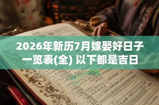 2026年新历7月嫁娶好日子一览表(全) 以下都是吉日 2026年新历7月嫁娶好日子一览表(全) 以下都是吉日