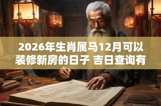 2026年生肖属马12月可以装修新房的日子 吉日查询有门道 2026年生肖属马12月可以装修新房的日子 吉日查询有门道