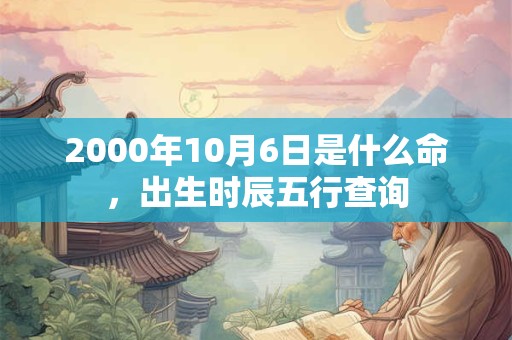 2000年10月6日是什么命,出生时辰五行查询 2000年10月6日是什么命,出生时辰五行查询