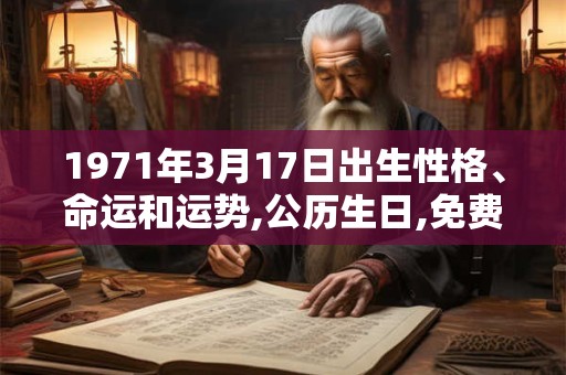 1971年3月17日出生性格、命运和运势,公历生日,免费算命 1971年3月17日出生性格、命运和运势,公历生日,免费算命