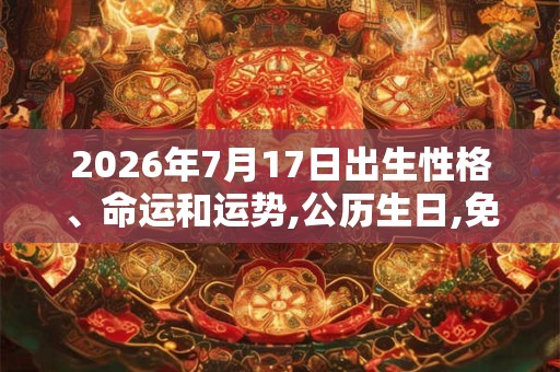 2026年7月17日出生性格、命运和运势,公历生日,免费算命 2026年7月17日出生性格、命运和运势,公历生日,免费算命
