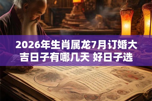 2026年生肖属龙7月订婚大吉日子有哪几天 好日子选择看八字 2026年生肖属龙7月订婚大吉日子有哪几天 好日子选择看八字