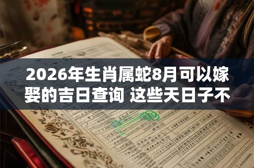 2026年生肖属蛇8月可以嫁娶的吉日查询 这些天日子不错 2026年生肖属蛇8月可以嫁娶的吉日查询 这些天日子不错