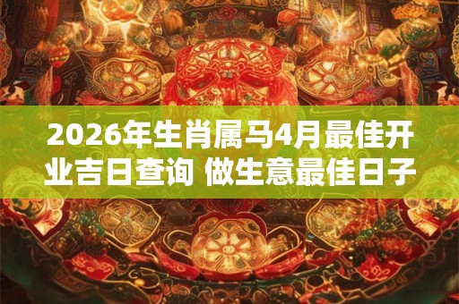 2026年生肖属马4月最佳开业吉日查询 做生意最佳日子 2026年生肖属马4月最佳开业吉日查询 做生意最佳日子