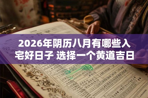 2026年阴历八月有哪些入宅好日子 选择一个黄道吉日