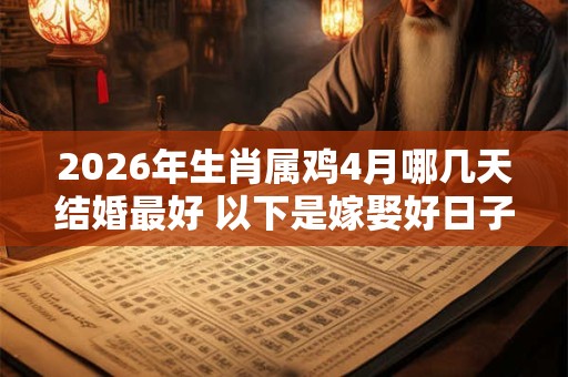 2026年生肖属鸡4月哪几天结婚最好 以下是嫁娶好日子