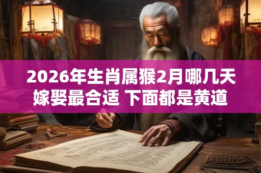 2026年生肖属猴2月哪几天嫁娶最合适 下面都是黄道吉日