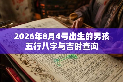 2026年8月4号出生的男孩五行八字与吉时查询