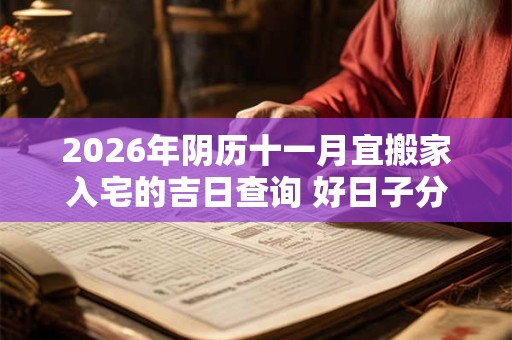 2026年阴历十一月宜搬家入宅的吉日查询 好日子分析