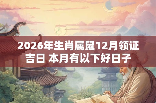 2026年生肖属鼠12月领证吉日 本月有以下好日子 2026年生肖属鼠12月领证吉日 本月有以下好日子