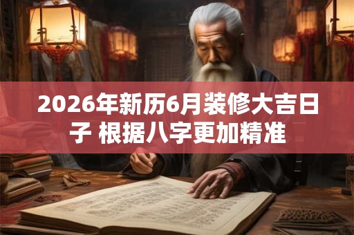 2026年新历6月装修大吉日子 根据八字更加精准