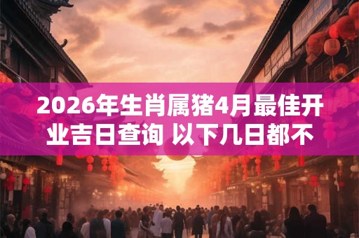 2026年生肖属猪4月最佳开业吉日查询 以下几日都不错 2026年生肖属猪4月最佳开业吉日查询 以下几日都不错