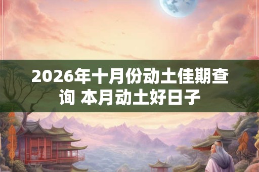 2026年十月份动土佳期查询 本月动土好日子