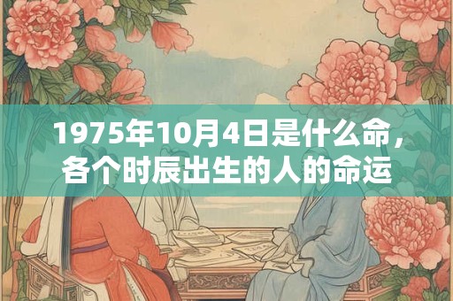 1975年10月4日是什么命,各个时辰出生的人的命运 1975年10月4日是什么命,各个时辰出生的人的命运