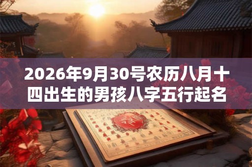 2026年9月30号农历八月十四出生的男孩八字五行起名字 2026年9月30号农历八月十四出生的男孩八字五行起名字