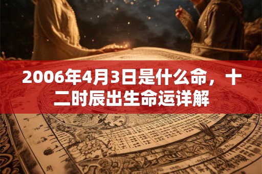 2006年4月3日是什么命，十二时辰出生命运详解