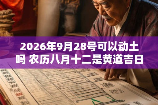 2026年9月28号可以动土吗 农历八月十二是黄道吉日吗 2026年9月28号可以动土吗 农历八月十二是黄道吉日吗