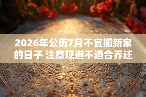 2026年公历7月不宜搬新家的日子 注意规避不适合乔迁的日子 2026年公历7月不宜搬新家的日子 注意规避不适合乔迁的日子
