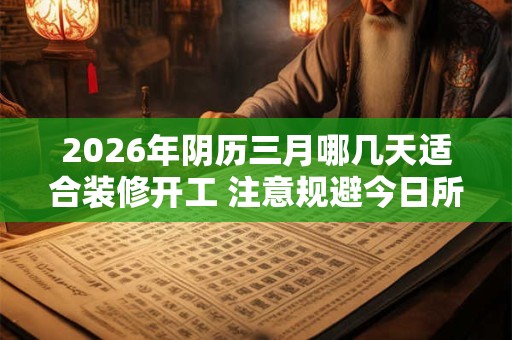 2026年阴历三月哪几天适合装修开工 注意规避今日所冲