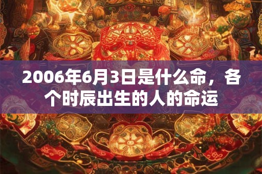 2006年6月3日是什么命,各个时辰出生的人的命运 2006年6月3日是什么命,各个时辰出生的人的命运