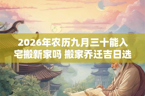 2026年农历九月三十能入宅搬新家吗 搬家乔迁吉日选择