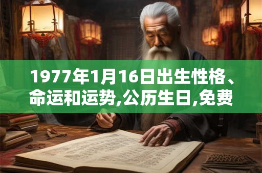 1977年1月16日出生性格、命运和运势,公历生日,免费算命 1977年1月16日出生性格、命运和运势,公历生日,免费算命