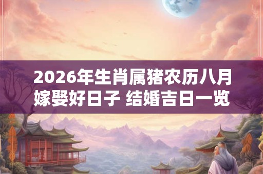 2026年生肖属猪农历八月嫁娶好日子 结婚吉日一览表