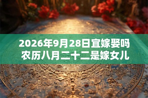 2026年9月28日宜嫁娶吗 农历八月二十二是嫁女儿黄道吉日吗 2026年9月28日宜嫁娶吗 农历八月二十二是嫁女儿黄道吉日吗
