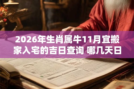 2026年生肖属牛11月宜搬家入宅的吉日查询 哪几天日子好