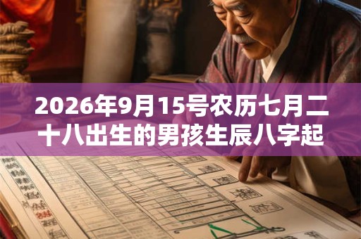2026年9月15号农历七月二十八出生的男孩生辰八字起名 2026年9月15号农历七月二十八出生的男孩生辰八字起名