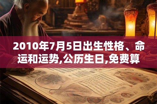 2010年7月5日出生性格、命运和运势,公历生日,免费算命