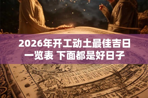 2026年开工动土最佳吉日一览表 下面都是好日子 2026年开工动土最佳吉日一览表 下面都是好日子