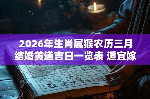 2026年生肖属猴农历三月结婚黄道吉日一览表 适宜嫁娶的吉日 2026年生肖属猴农历三月结婚黄道吉日一览表 适宜嫁娶的吉日