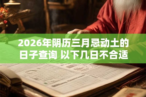 2026年阴历三月忌动土的日子查询 以下几日不合适 2026年阴历三月忌动土的日子查询 以下几日不合适