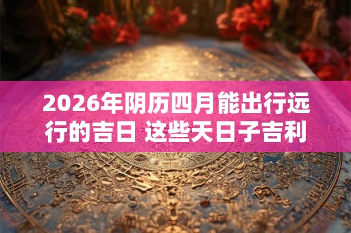 2026年阴历四月能出行远行的吉日 这些天日子吉利 2026年阴历四月能出行远行的吉日 这些天日子吉利