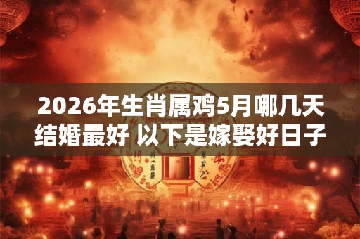 2026年生肖属鸡5月哪几天结婚最好 以下是嫁娶好日子
