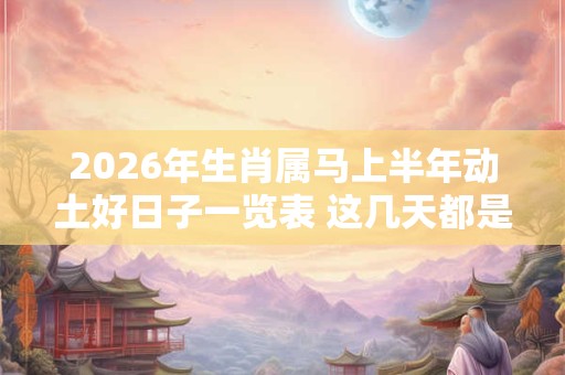2026年生肖属马上半年动土好日子一览表 这几天都是吉日 2026年生肖属马上半年动土好日子一览表 这几天都是吉日