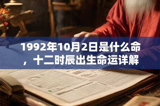 1992年10月2日是什么命,十二时辰出生命运详解 1992年10月2日是什么命,十二时辰出生命运详解