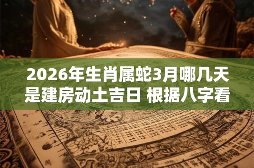 2026年生肖属蛇3月哪几天是建房动土吉日 根据八字看日子