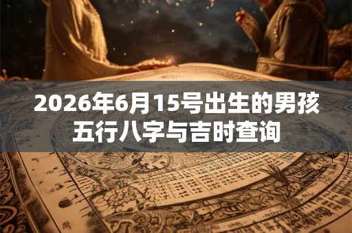 2026年6月15号出生的男孩五行八字与吉时查询 2026年6月15号出生的男孩五行八字与吉时查询