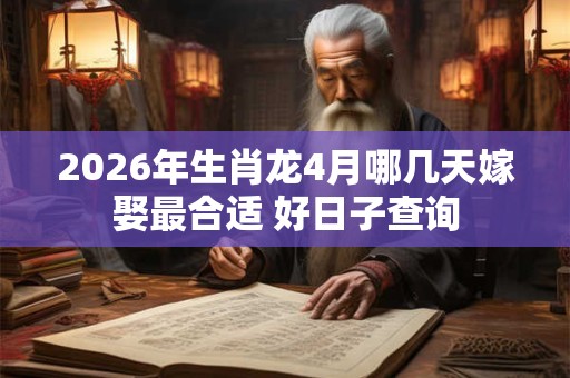 2026年生肖龙4月哪几天嫁娶最合适 好日子查询 2026年生肖龙4月哪几天嫁娶最合适 好日子查询