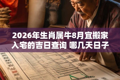 2026年生肖属牛8月宜搬家入宅的吉日查询 哪几天日子好 2026年生肖属牛8月宜搬家入宅的吉日查询 哪几天日子好